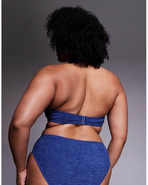 ASOS Blue Asos Design Curve Oceana Halter Neck Bikini Top With Molten Hardware