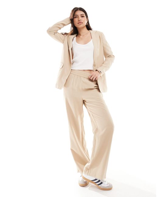 Vero Moda Natural Tailored Mix And Match Wide Leg Trouser Co-ord