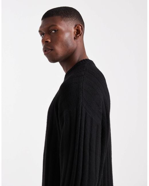 Jack & Jones Black Oversize Thick Rib Jumper for men