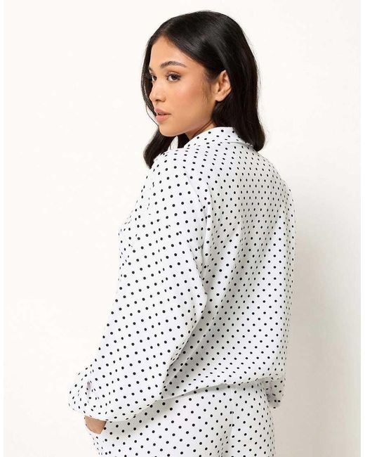 PixieGirl White Petite Polka Dot Funnel Neck Jacket