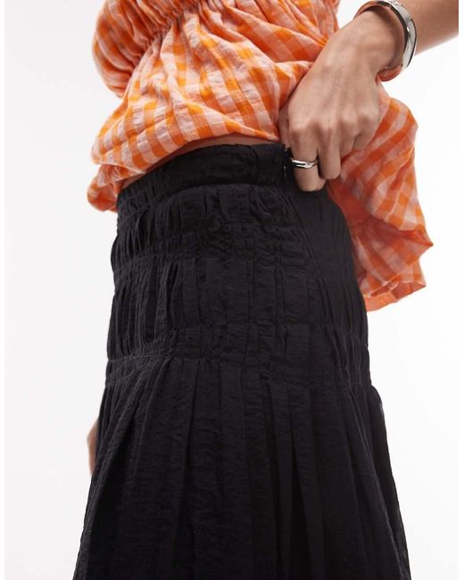 Mango Midi Rok Met Gerimpelde Bovenkant in het White