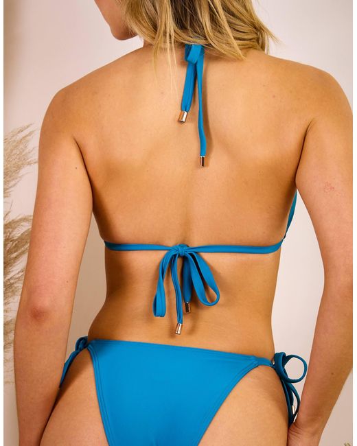 Wolf & Whistle Blue X Maia Andrews Molten Ring Front Tie Side Bikini Bottom