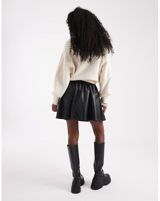 ASOS Black Faux Leather Volume Detail Mini Skirt