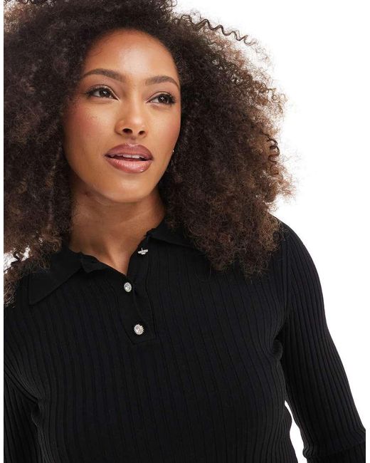 ONLY Black Ribbed Polo