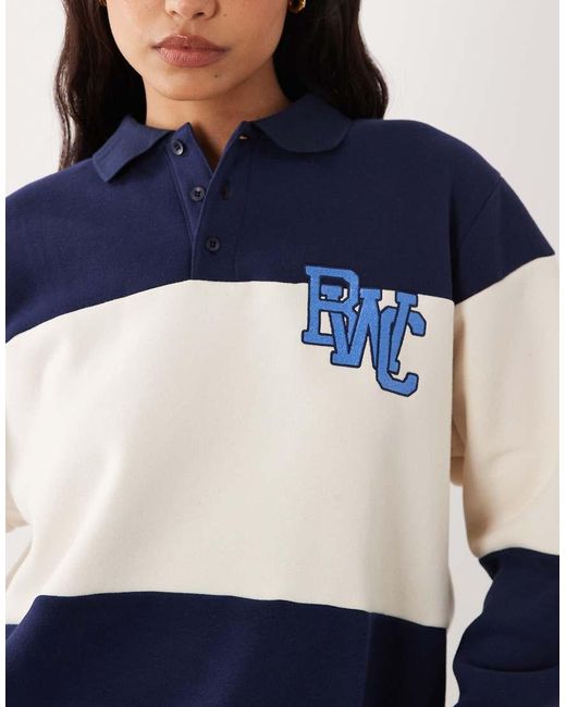 Cotton On Blue Active Plush Graphic Rugby Sweatshirt