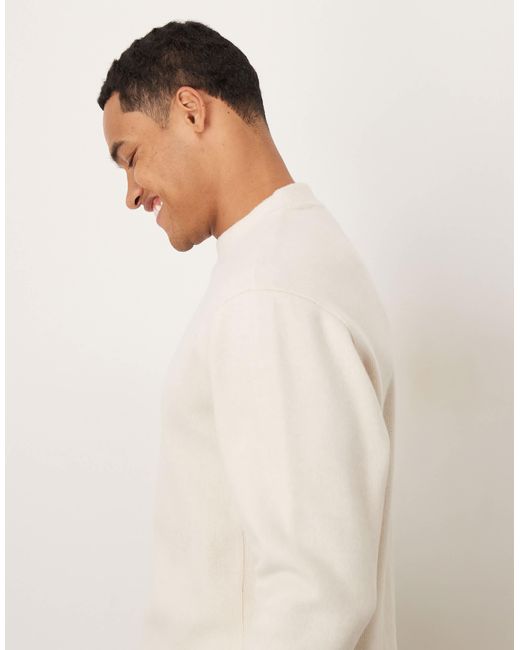 Mango Natural Compact Knit Mock Neck Jumper for men