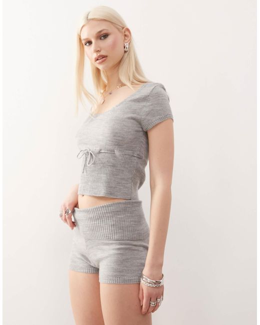 Collusion Natural Festival Knit Foldover Micro Shorts