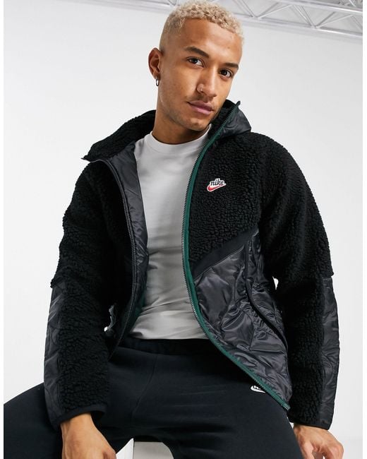 Heritage - essentials - veste zippée d'hiver à empiècements en polaire Nike pour homme en coloris Black