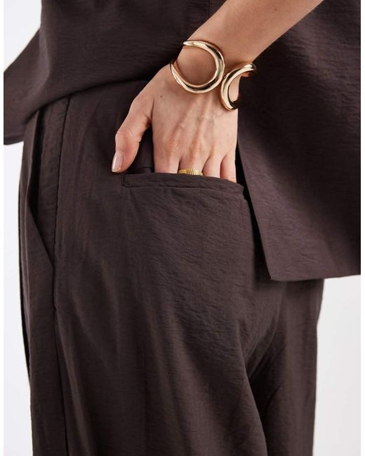 Object Brown Pleat Front Wide Leg Tailored Trouser Co-ord