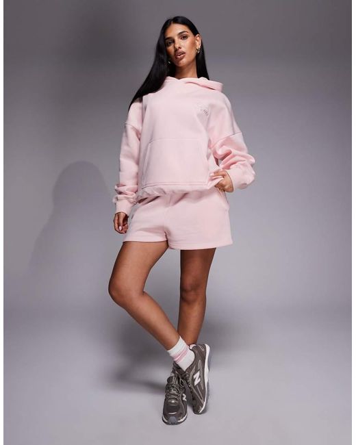 Kaiia Pink Studio Embossed Back Logo Oversized Hoodie Co-Ord
