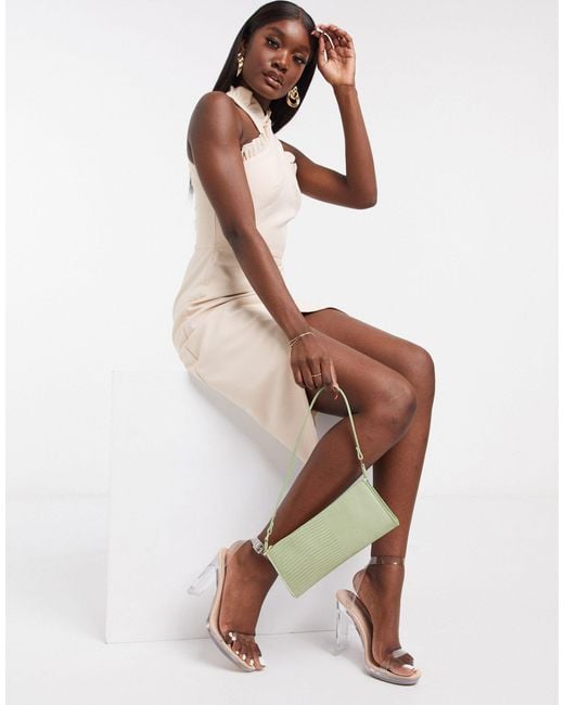 lavish alice halter neck midi dress