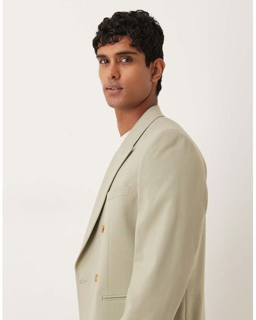 ASOS Natural Double Breasted Regular Suit Jacket for men