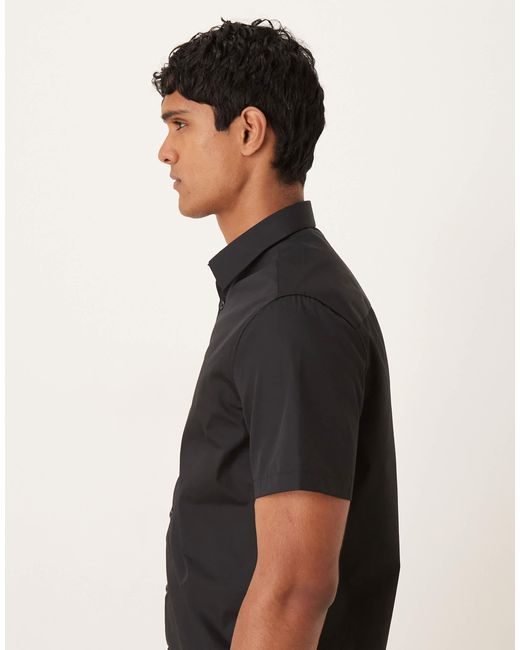 ASOS Black Formal Easy Iron Poplin Regular Shirt for men
