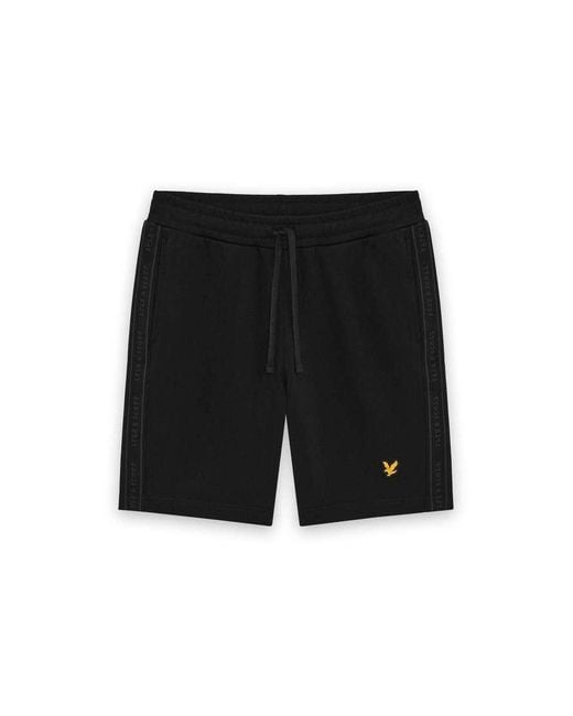 Lyle & Scott Black Mid Bottoms Jacquard Tape Shorts for men