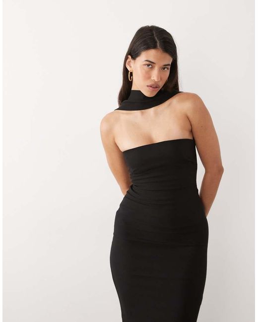 Vesper Blue Bengaline Bandeau Choker Detail Back Button Detail Maxi Dress