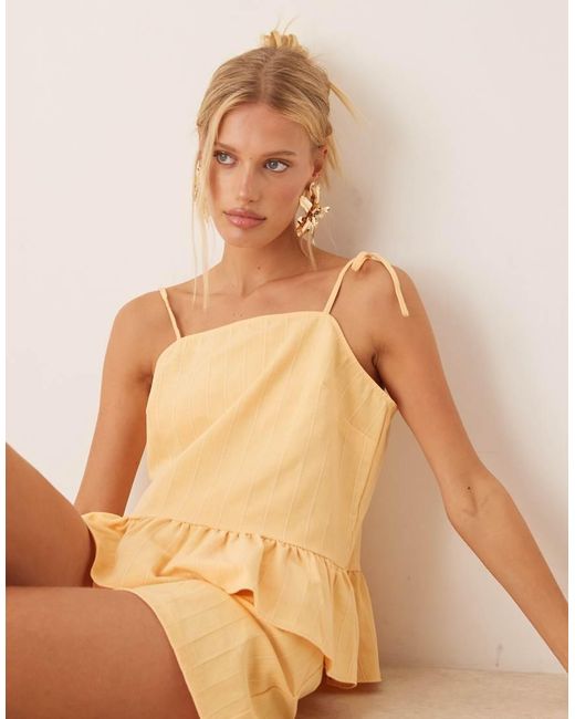 ASOS Natural Tailored Peplum Tie Strap Top Co-ord