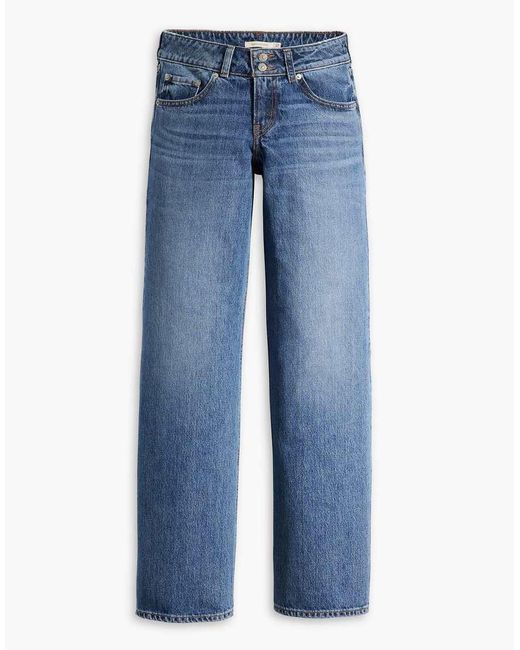 Jeans Ampi Lavaggio Medio Con Vita Super Bassa di Levi's in Blue