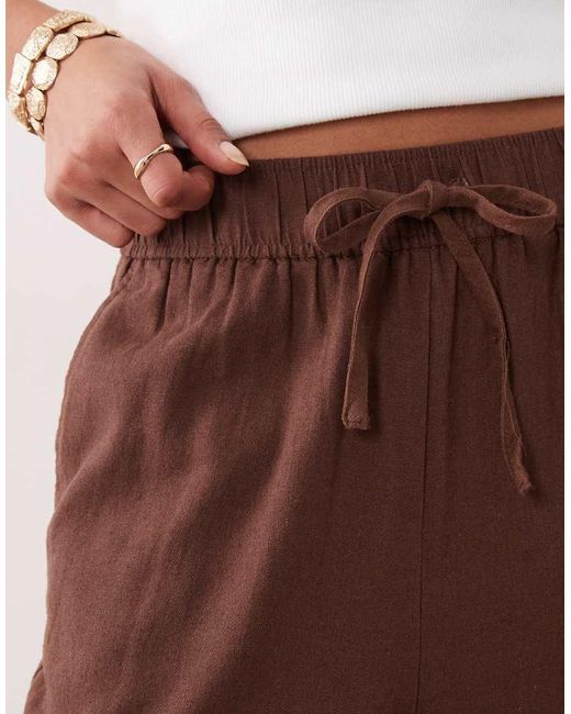 New Look Brown Linen Blend Wide Leg Trousers