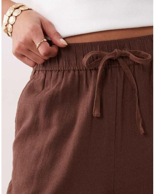 New Look Brown Linen Rich Wide Leg Trousers