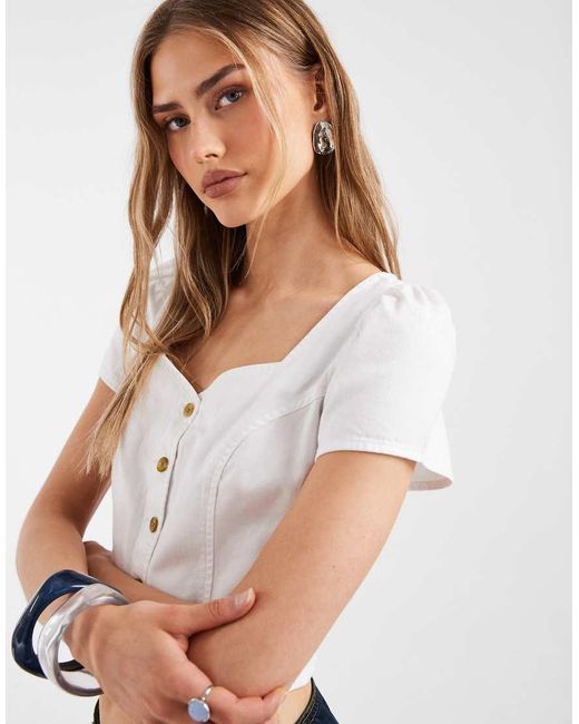 Levi's White Short Sleeve Denim Top