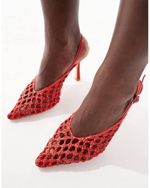 Glamorous Red Slingback Heeled Shoes