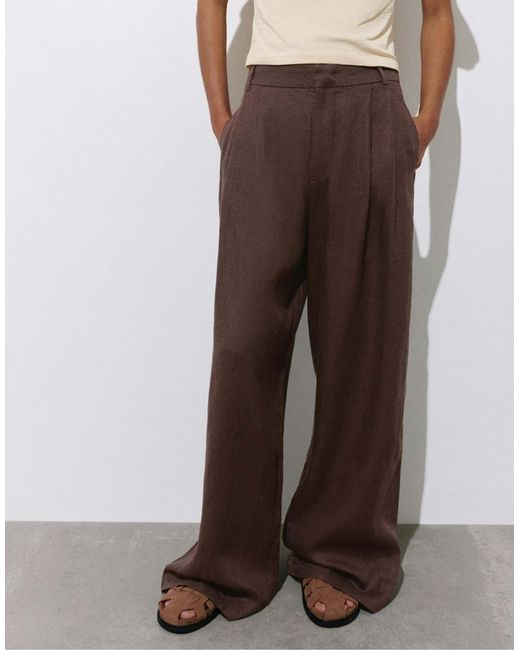 Pull&Bear White – leinenhose