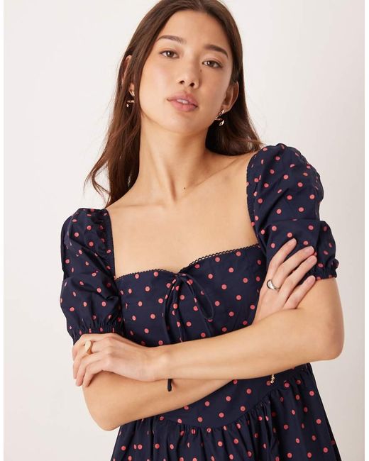 Glamorous Blue Square Neck Puff Sleeve Midaxi Dress