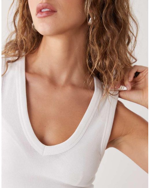 Weekday White V-Neck Tank Top