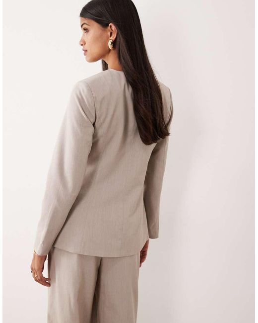 Y.A.S Natural Premium Collarless Fitted Blazer Co-ord