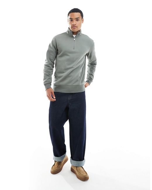 Only & Sons Gray Half Zip Sweat for men