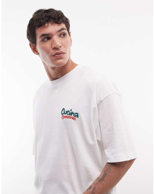 ASOS White Boxy Oversized T-shirt With Food And Drink Back Graphic for men