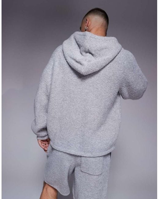 Sudadera Gris Jaspeado Con Capucha De Punto De Bouclé De (Parte De Un Conjunto) The Couture Club de hombre de color Gray