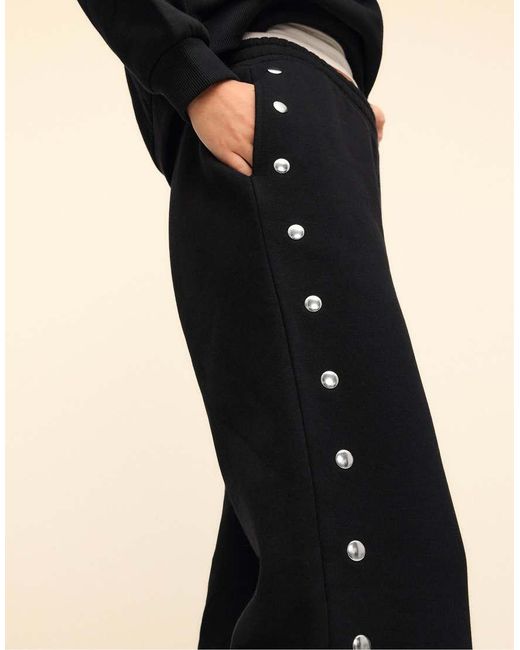 Stradivarius Black Stud-detail jogger Trousers