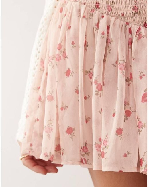 Miss Selfridge Natural Shirred Waist Chiffon Mini Skirt