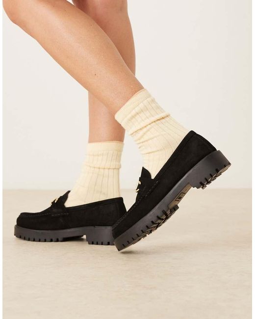 Walk London Black Clara Trim Loafers