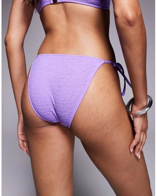 Ivory Rose Blue Tie Side Bikini Bottom With V Front