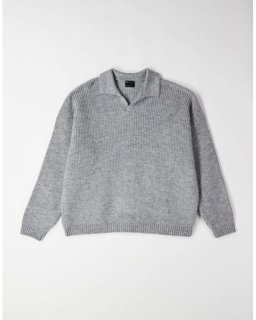 Pull ultra-oversize coupe carrée en maille à côtes anglaises avec col cranté ASOS pour homme en coloris Gray