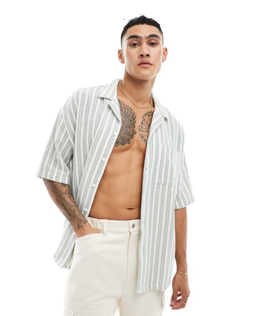 New Look White Short Sleeve Textured Shirt for men