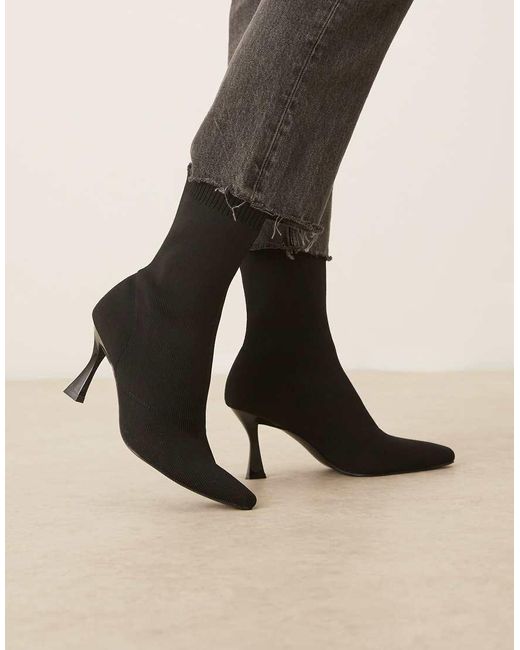Botas Negras De Estilo Calcetín De Punto Con Puntera Estrecha Cuadrada Reagan De -Negro Asos Design Wide Fit de color Natural
