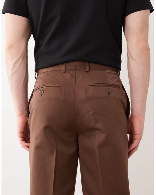 ASOS Brown Tailored Straight Leg Pants for men