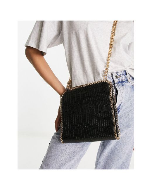 Bolongaro Trevor Mock Croc Leather Shoulder Bag With Chain Strap in