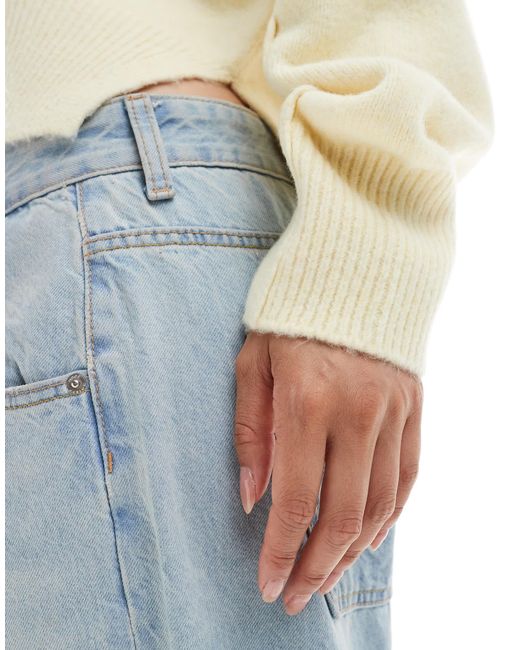 ASOS Natural Boxy Crew Neck Jumper With Side Split Detail