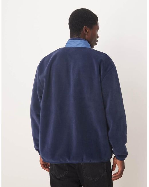 ASOS Oversized Fleece Met Ritssluiting En Zak in het Blue voor heren