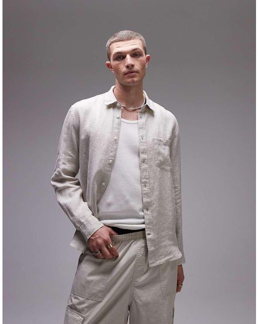 ARKET Gray Regular Fit Linen Shirt for men
