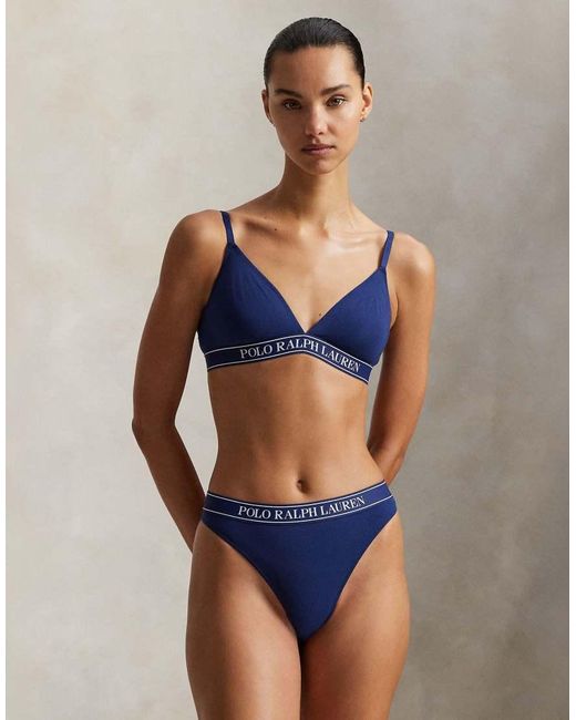 Polo Ralph Lauren Blue Essentials Bundle 3 Pack Solid Thong