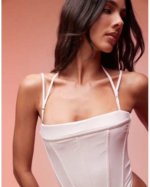 Oh Polly Pink Centaine Square Neck Corset Top