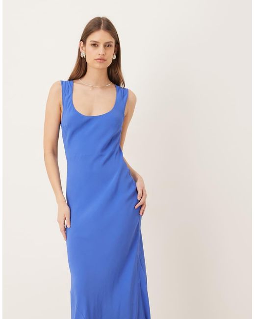 ASOS Blue Cap Sleeve Midi Dress
