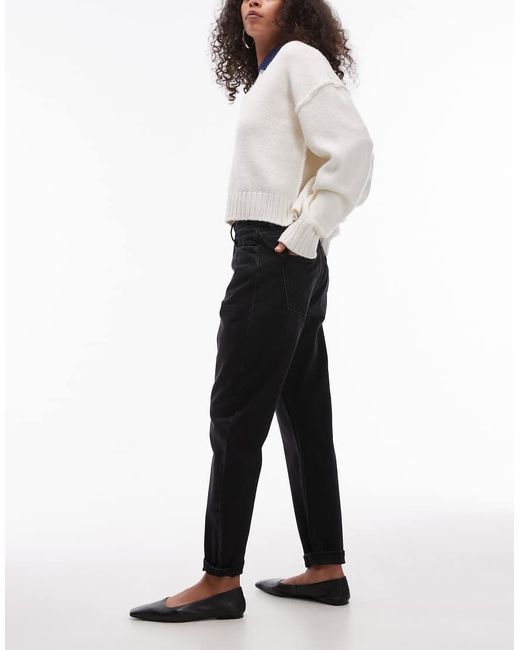 TOPSHOP Black Original Mom High Rise Jean