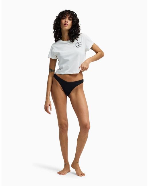 Billabong White Surf The Waves Cropped T-Shirt
