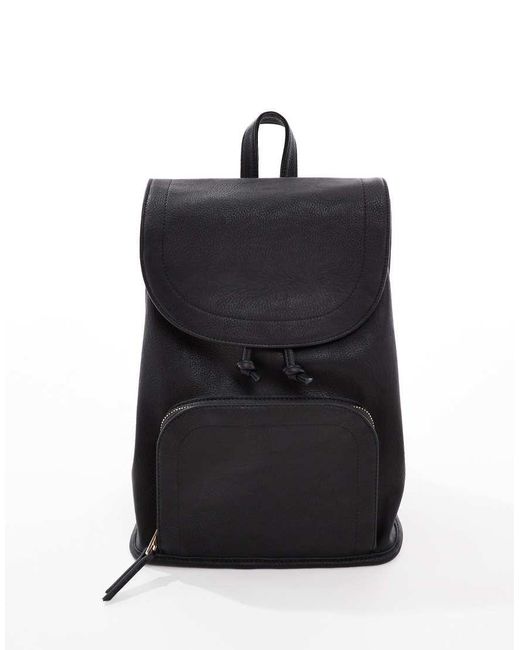 ASOS Black Soft Backpack With Zip Front Pocket